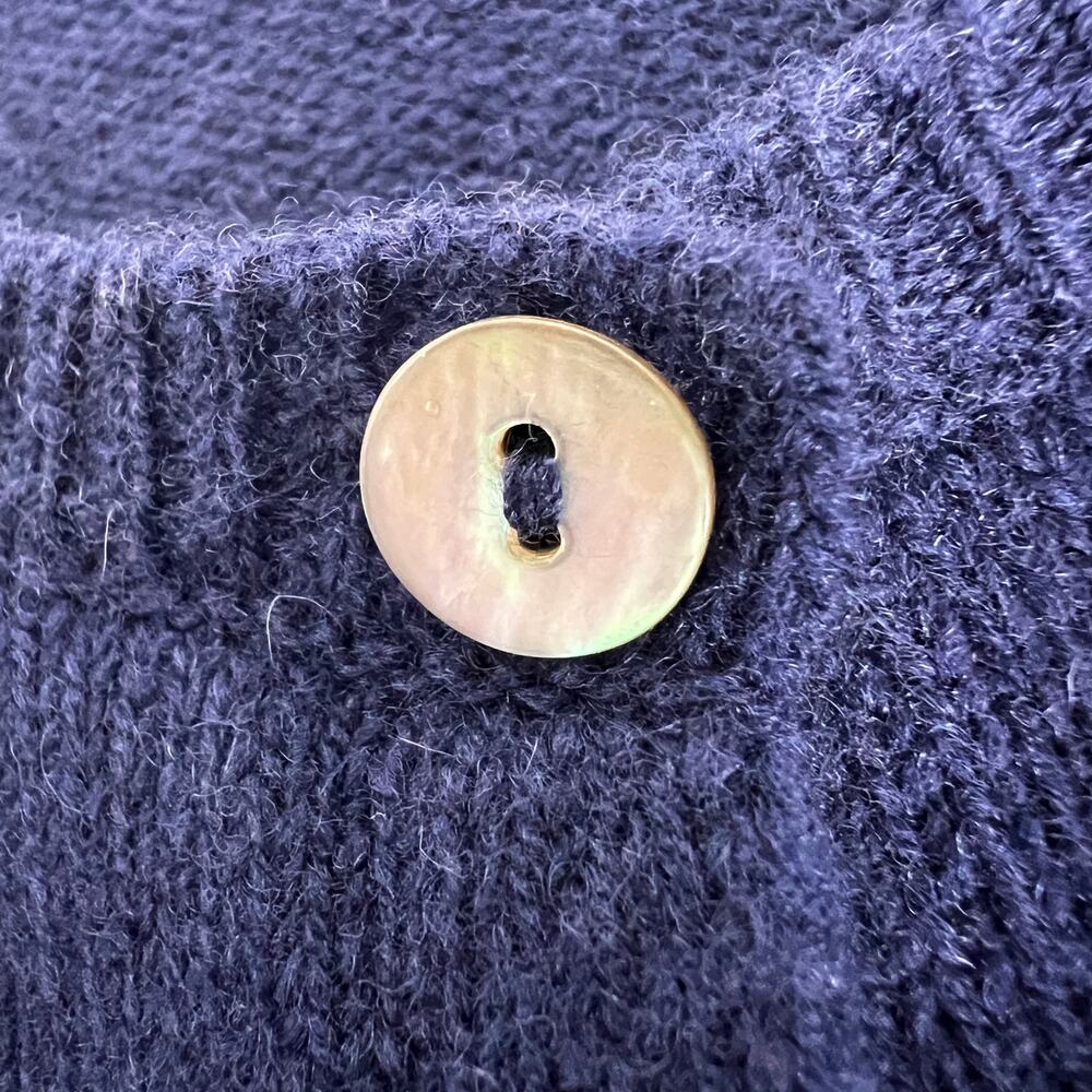 Gudrun Sjorden 100% Wool Button Cardigan Women Large Navy Blue Pockets Crew Neck - Picture 6 of 8